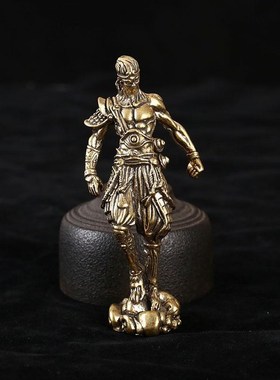 创意实心黄铜斗战胜佛齐天大圣摆件桌面茶宠文镇纸摆饰金箍棒可拆