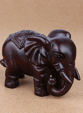 黑檀实木大象摆件一对木雕木头小象电G视柜客厅家居装饰木质工艺