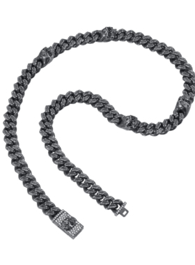 APORRO X系列做旧铜骷髅头暗黑小众设计感古巴项链10mm 朋克小众