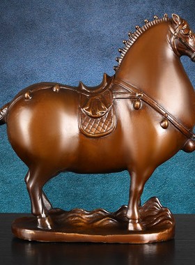 速发铜唐马摆件纯铜骏肖马居到成功家马办公室桌面装饰黄铜生马
