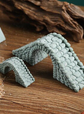 速发小桥流盆造水鱼缸摆件石桥拱桥绿植花卉景景微景观装饰青砂石