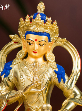 速发欧斯鎏居家 饰品铜像铜全特金彩绘5寸金刚萨埵中式摆件