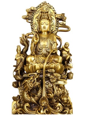 速发龙骑铜纯铜观世音铜萨菩像自在观音佛像家用店铺供养神像