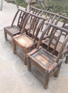 怀旧老物件老式农村榆木老椅子小板凳复古旧家具收藏民俗展示摆件
