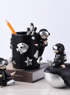 北欧创意潜水员模型摆件鲸鱼家居桌面客厅装饰品轻奢儿童房间布置