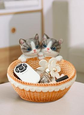 可爱小猫钥匙收纳摆件家居客厅茶几电视柜装饰品搬家乔迁新居礼品