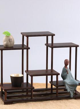 鸡翅木小博古架多宝阁古董架子客厅置物架茶具茶壶架榫卯实木中式