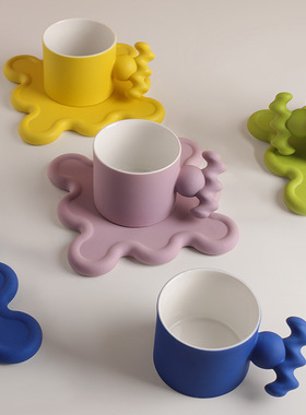 极速装饰推c荐可爱孟菲斯马克杯办公室ins咖啡杯礼盒套装礼物陶瓷