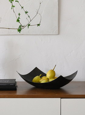 极速装饰推荐异形翘边金属果盘简约轻G奢风铝制异形盆摆件样板房
