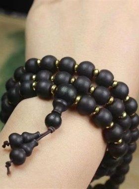 极速越南土沉手串螺丝纹工艺老料佛珠沉水沉香8mm1T08颗香手链男