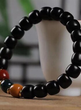 极速黑檀木老型珠桶珠q绿檀手串紫光檀佛珠乌木念珠檀香配饰创意