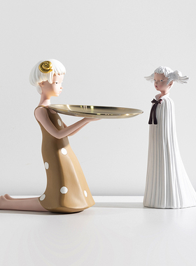 极速装饰推荐托盘少女和小丑摆件树脂创意家居O酒店样板房客厅儿