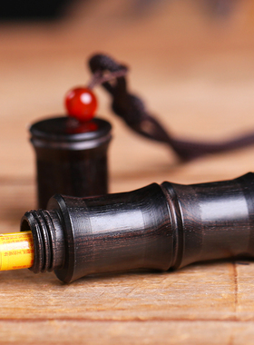 新品中国风黑檀木竹节款男女士嘎乌盒楞严M咒挂件复古个性吊坠男