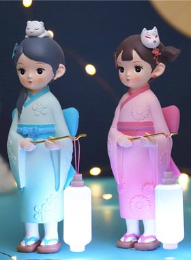 极速古风创意礼品和服女孩晴川格格系列手提小夜灯U摆件装饰工艺