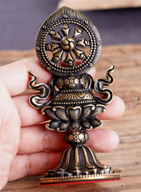 新品博福黄铜铸造尼泊尔工艺七政宝家用供奉法轮王七Y珍宝摆件小