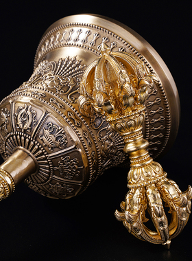 新品黄铜九股金刚铃杵尼泊尔工艺C修行用品手摇铃供佛具清脆响亮