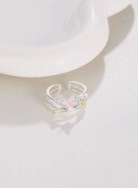 ins风春季小清新蝴蝶星星可调节开口指环戒指小众高级轻奢食指戒