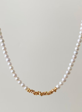 碎银子珍珠项链配饰女轻奢小众叠戴锁骨链高级感串珠吊坠颈链饰品