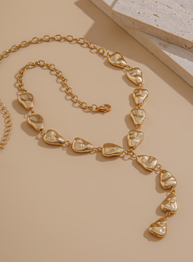 跨境饰品小众设计女感首饰巴洛克不规则吊坠锁骨链项链配饰女