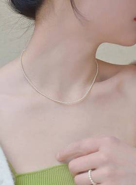 极速正圆高c亮奶白色施家珍珠项炼女 14K真金电镀颈炼 轻奢百搭锁