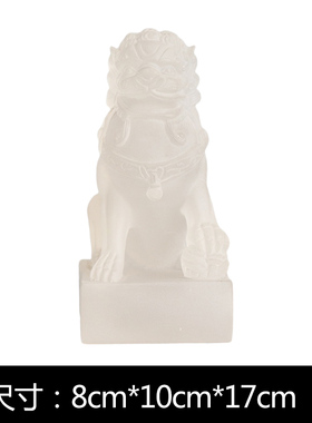 极速新中式样板间会所别墅玄关摆件抽F象异形极简琉璃白色狮子软