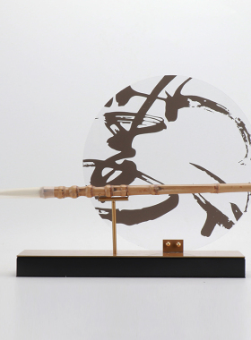 极速新中式毛笔架摆件书房书桌办B公室桌面笔挂禅意古风样板间软