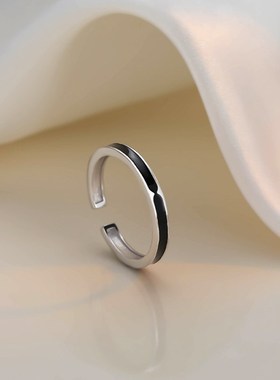 极速黑色戒指女设计小众开口戒指女时尚个性戒指202.2年新款潮