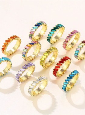 极速6YM  High Quality Ratinbow Ring Cubic Engagement Ring fo