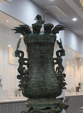 极速复古怀旧青铜器立鹤莲鹤方壶摆件春秋酒具客厅落地.仿古工艺