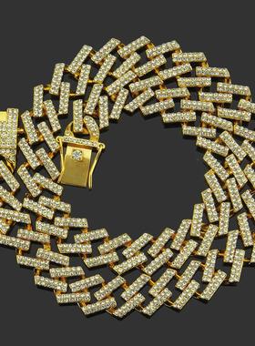 极速Jewelry geojmetric rhombus diamond Cuban chain necklace