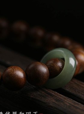 极速天然文莱沉香木手串女圆w珠佛珠手錬藏式和田玉跑环转运珠盘