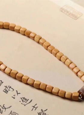 新品正宗天然檀香双圈方块珠x手链女文玩念珠手串复古原木天然香