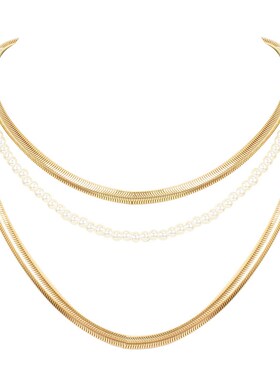 极速欧美个性气i质珍珠项链  合金多层鱼骨链  跨境时尚街拍项饰