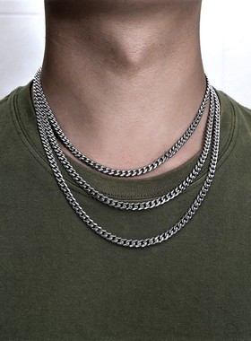极速Fashion New mm Cubran Chain Necklace Men Gold Color Stai