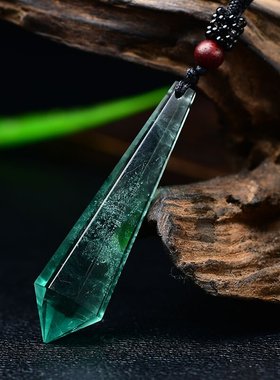 极速天然绿萤f石12面吊坠男女款饰品绿色水晶原石项坠挂坠配饰节