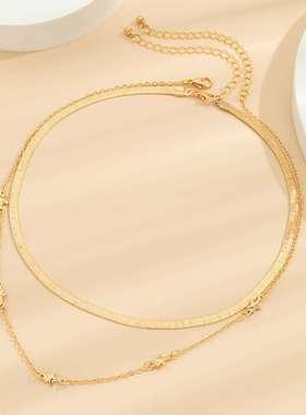 极速Jewelry hip hop doruble-layer star chain simple clavicle