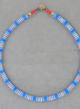 极速RA  蓝色条纹 搪Q瓷 短款 项链