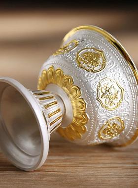 八吉祥供水杯 高脚雕花供水碗 家用桌面供杯圣水杯七供八供净水杯