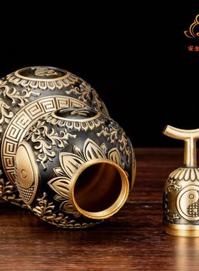 铜葫芦镇宅桌面摆件八卦葫芦挂件开口开盖空心客厅装饰品福禄摆设