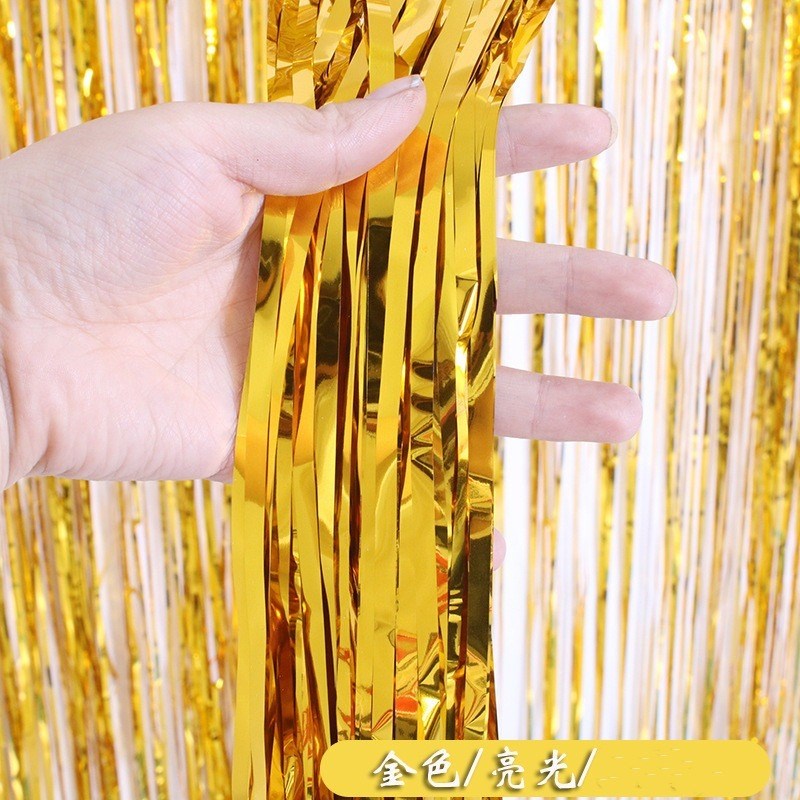 速发雨丝彩彩带儿童小舞台背景墙生日派对场景装饰带条拉花彩帘布 - 图1