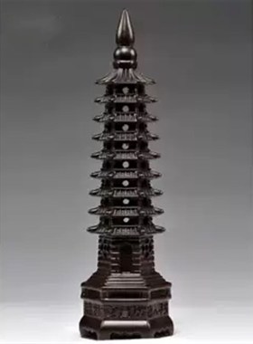 极速黑檀木雕e文昌塔摆件木质九层十三层13层办公室书房书桌装饰
