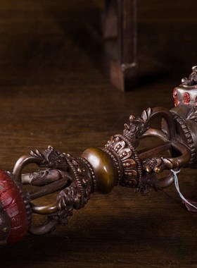 极速家用工艺品供具尼泊尔紫铜B带底座普巴金刚杵金刚撅杵供具