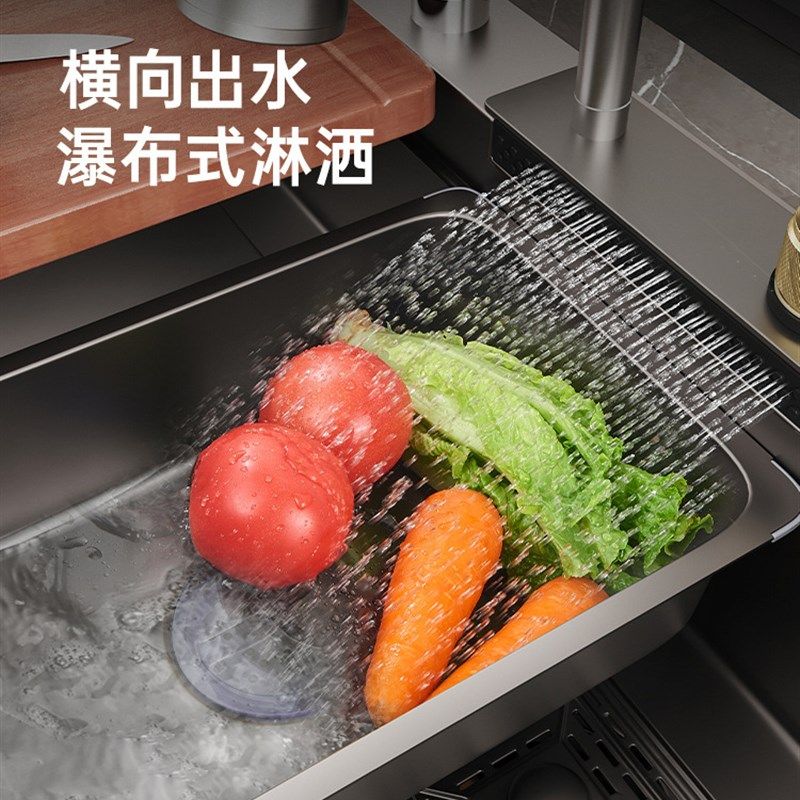 极速纳米灰304j大单水槽瀑布厨房不锈钢手工加厚水槽洗菜盆洗碗池,淘宝优惠券,粉丝福利购,淘宝优惠卷