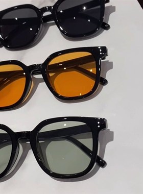 极速2023年新款方形简单粗框墨镜茶色黄色半透男女潮W复古配近视