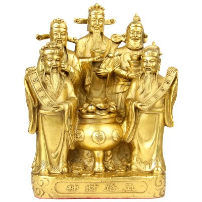 极速纯铜聚宝盆五路财神爷佛像文财神铜像神像供S奉家用店铺摆件
