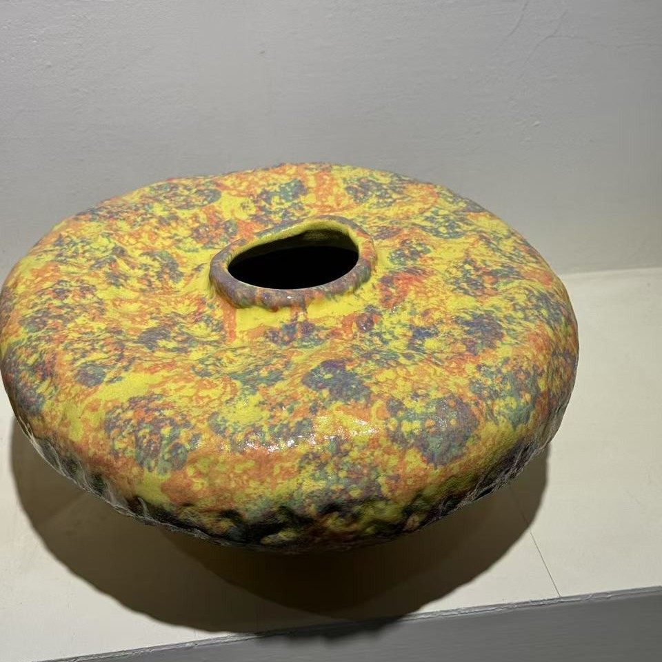 高级感手工陶瓷花瓶中古奶油风斑驳五彩艺术花器客厅玄关装饰摆件,淘宝优惠券,粉丝福利购,淘宝优惠卷