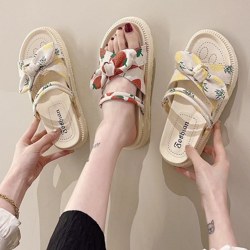 速发凉拖鞋夏外穿潮2042年新款时尚外厚松糕出底沙滩鞋海边 - 图3