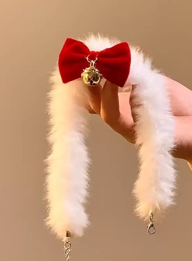 新年红毛绒蝴蝶结铃铛choker颈链