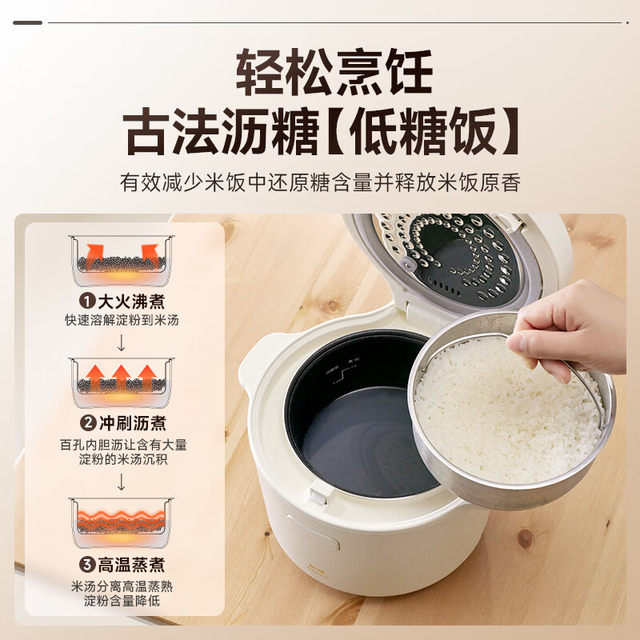 BRUNO low-sugar rice cooker 1 to 2 people for household use 1.5L quick-cooking mini small rice cooker electric cooker genuine