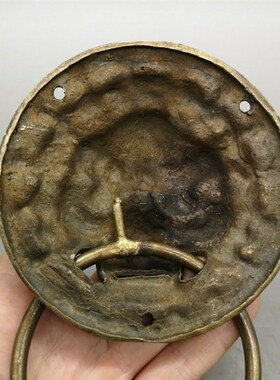 极速仿古纯铜兽头门环中式狮子头虎头拉手麒麟大T门把手复古木门